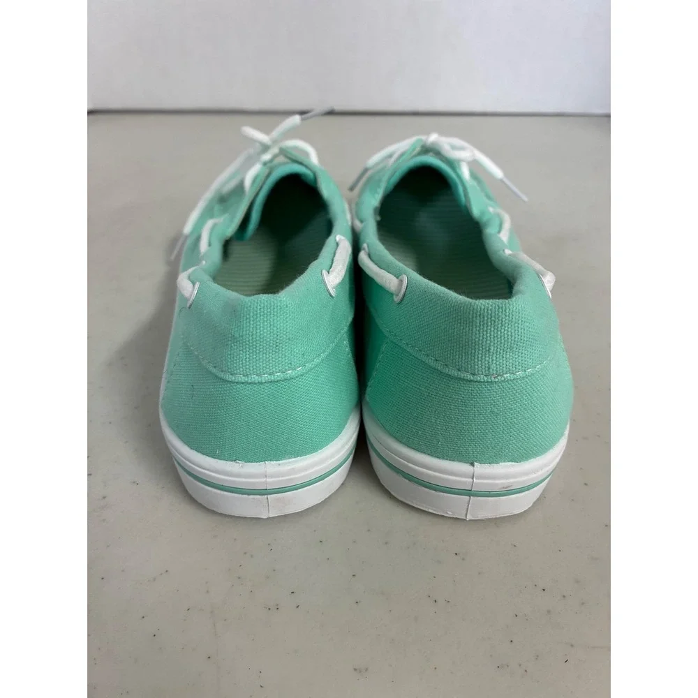 Navig8 Womens Mint Green Canvas Boat Shoes Lace Up Loafers Size 8.5